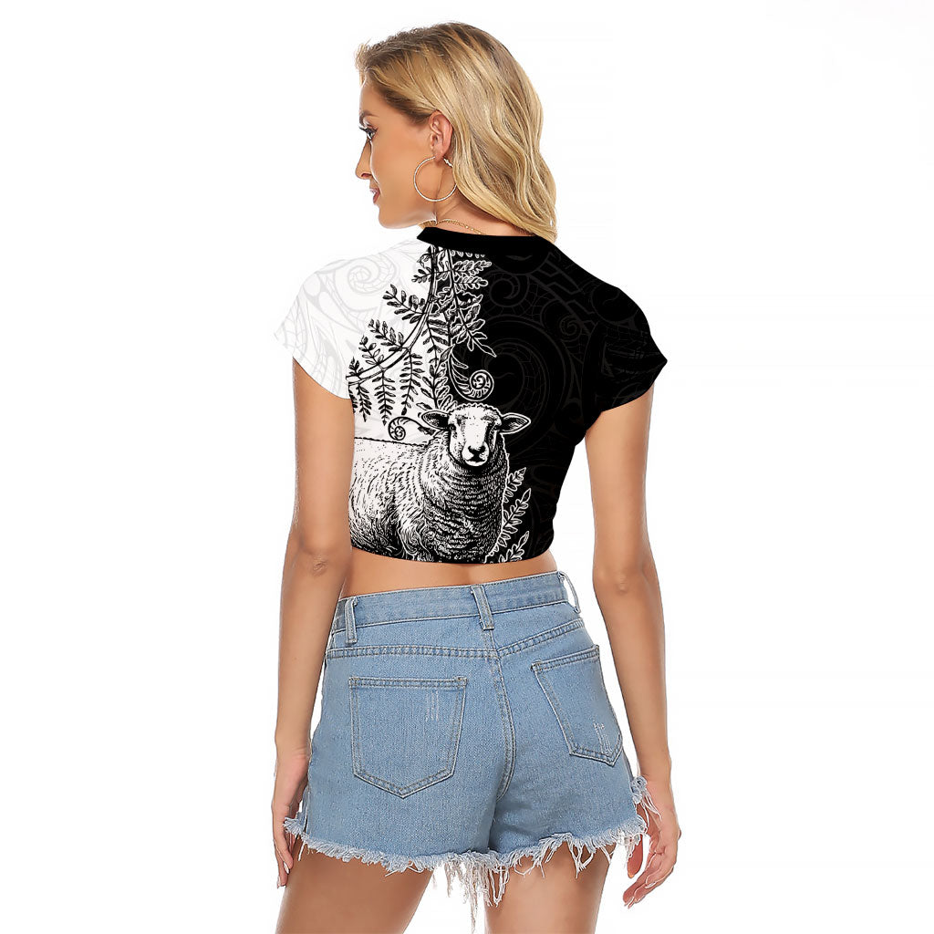 New Zealand Aotearoa Hipi Raglan Cropped T Shirt Maori Pattern