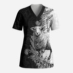 New Zealand Aotearoa Hipi Scrub Top Maori Pattern