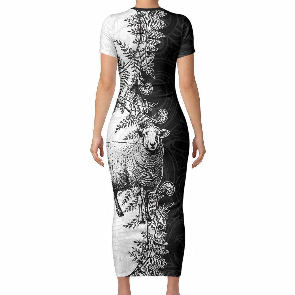 New Zealand Aotearoa Hipi Short Sleeve Bodycon Dress Maori Pattern