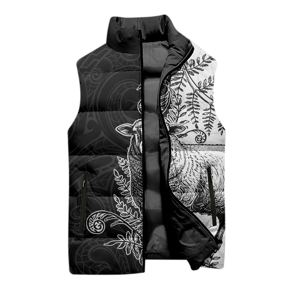 New Zealand Aotearoa Hipi Sleeveless Puffer Jacket Maori Pattern