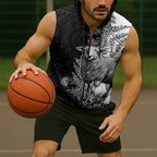 New Zealand Aotearoa Hipi Sleeveless Zip Hoodie Maori Pattern