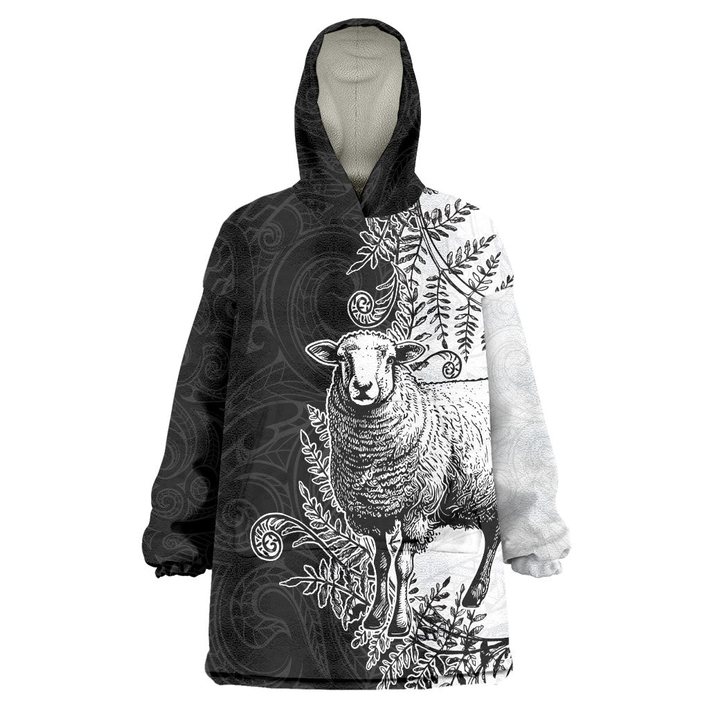 New Zealand Aotearoa Hipi Wearable Blanket Hoodie Maori Pattern