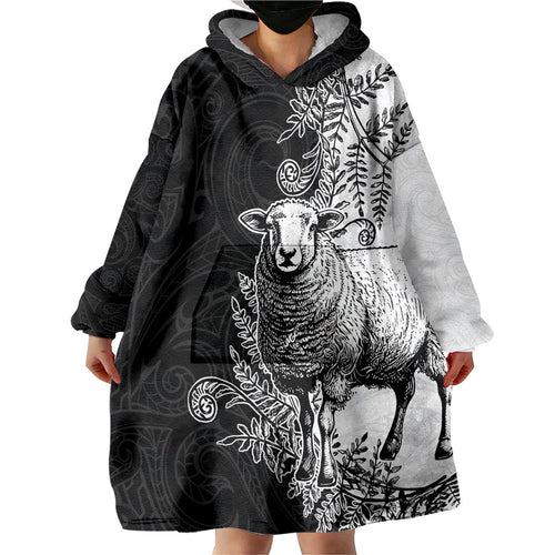 New Zealand Aotearoa Hipi Wearable Blanket Hoodie Maori Pattern