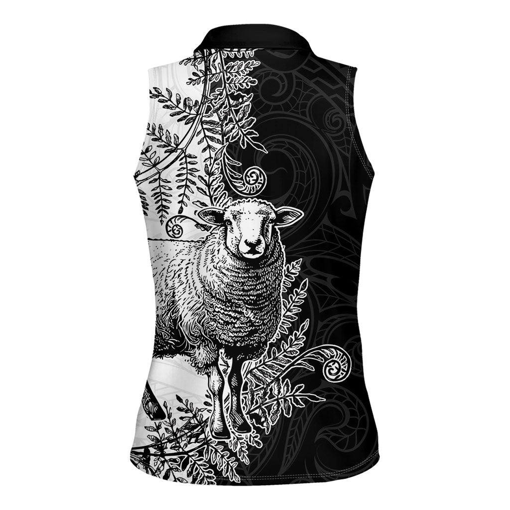 New Zealand Aotearoa Hipi Women Sleeveless Polo Shirt Maori Pattern