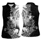 New Zealand Aotearoa Hipi Women Sleeveless Polo Shirt Maori Pattern
