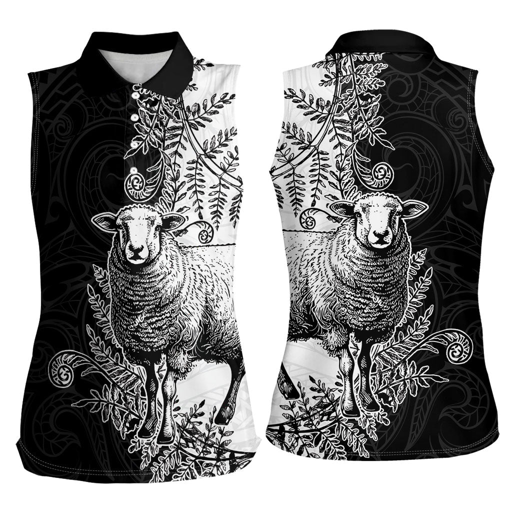New Zealand Aotearoa Hipi Women Sleeveless Polo Shirt Maori Pattern