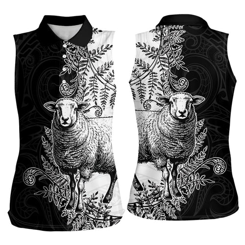 New Zealand Aotearoa Hipi Women Sleeveless Polo Shirt Maori Pattern