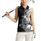 New Zealand Aotearoa Hipi Women Sleeveless Polo Shirt Maori Pattern