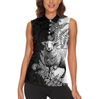 New Zealand Aotearoa Hipi Women Sleeveless Polo Shirt Maori Pattern