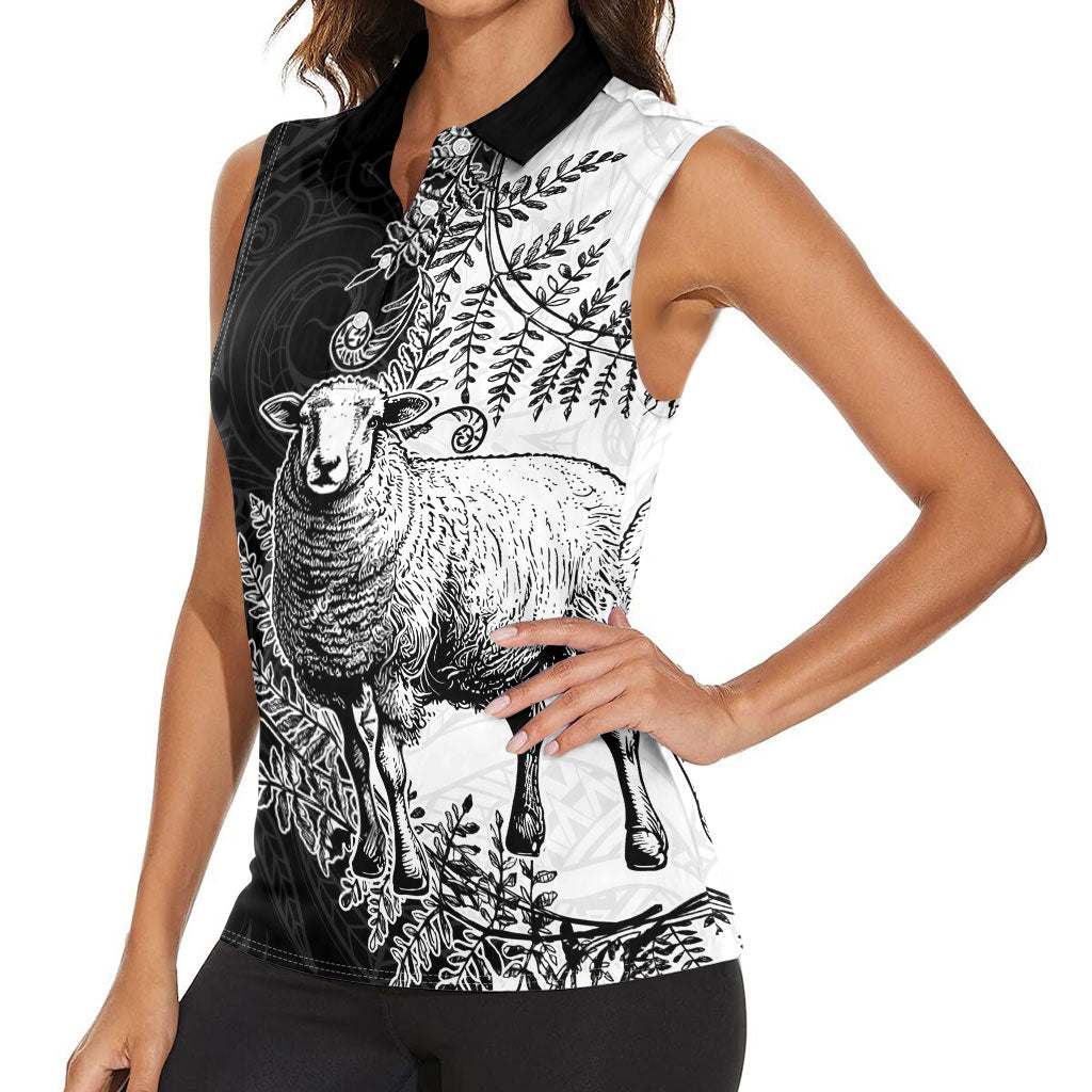 New Zealand Aotearoa Hipi Women Sleeveless Polo Shirt Maori Pattern