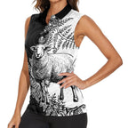 New Zealand Aotearoa Hipi Women Sleeveless Polo Shirt Maori Pattern