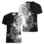 New Zealand Aotearoa Hipi Women V-Neck T-Shirt Maori Pattern