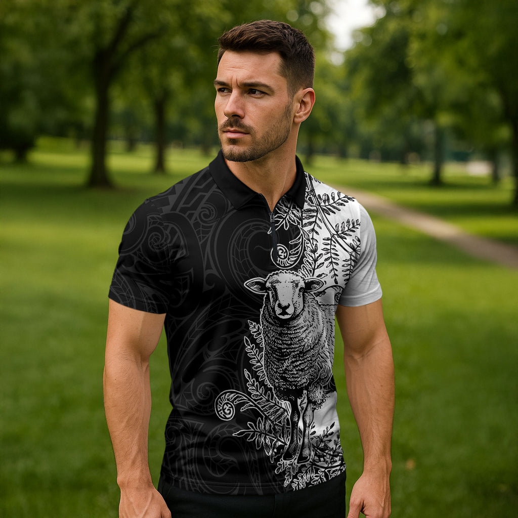 New Zealand Aotearoa Hipi Zipper Polo Shirt Maori Pattern