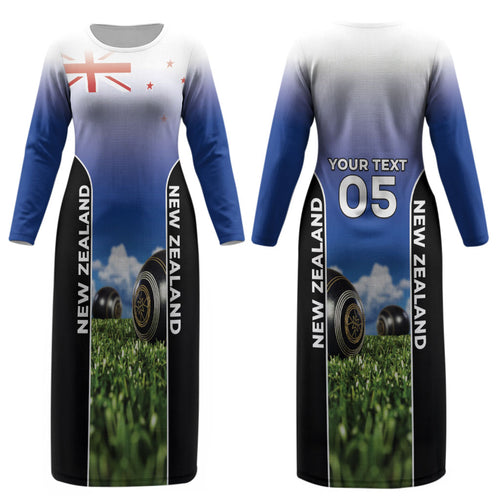 Custom New Zealand Lawn Bowls Couples Matching Long Sleeve Bodycon Dress and Hawaiian Shirt Unique Style