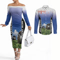 Custom New Zealand Lawn Bowls Couples Matching Off The Shoulder Long Sleeve Dress and Long Sleeve Button Shirt Unique Style