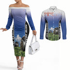 Custom New Zealand Lawn Bowls Couples Matching Off The Shoulder Long Sleeve Dress and Long Sleeve Button Shirt Unique Style