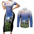 Custom New Zealand Lawn Bowls Couples Matching Short Sleeve Bodycon Dress and Long Sleeve Button Shirt Unique Style