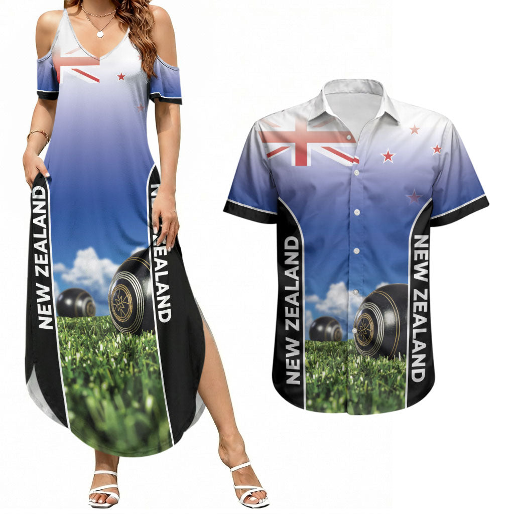 Custom New Zealand Lawn Bowls Couples Matching Summer Maxi Dress and Hawaiian Shirt Unique Style