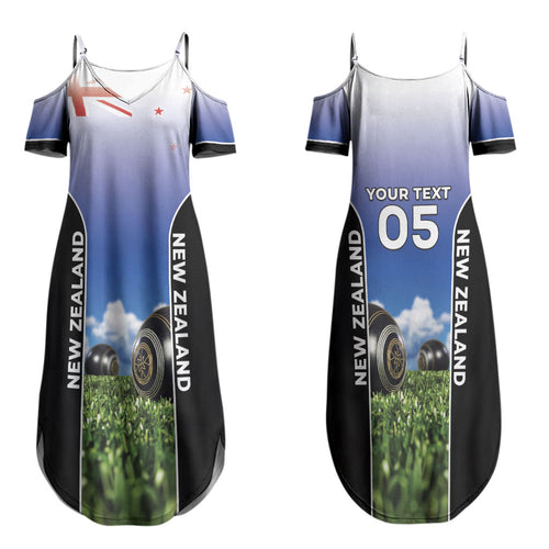 Custom New Zealand Lawn Bowls Couples Matching Summer Maxi Dress and Long Sleeve Button Shirt Unique Style