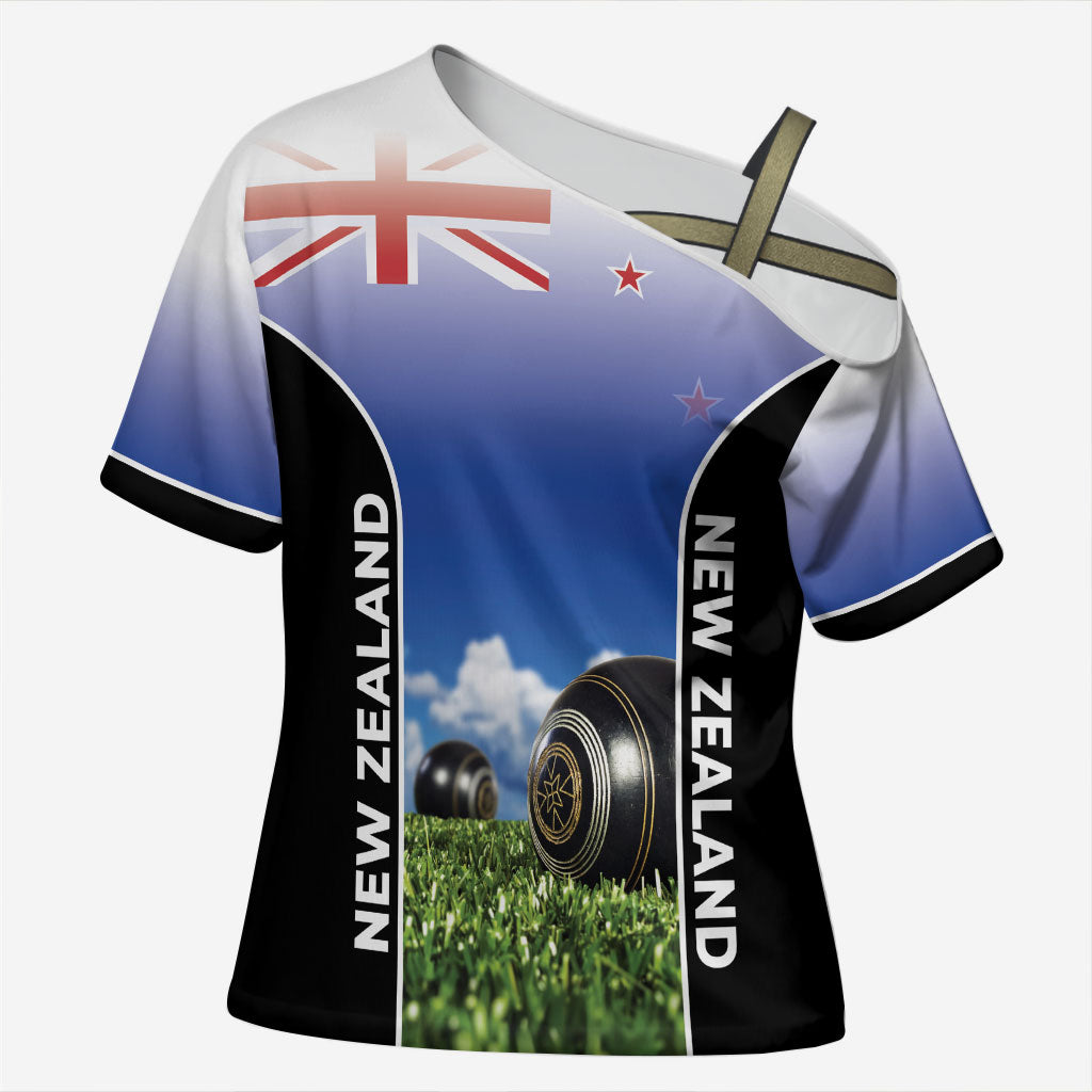Custom New Zealand Lawn Bowls Cross Shoulder Shirt Unique Style