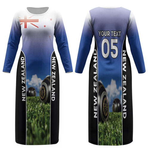 Custom New Zealand Lawn Bowls Family Matching Long Sleeve Bodycon Dress and Hawaiian Shirt Unique Style