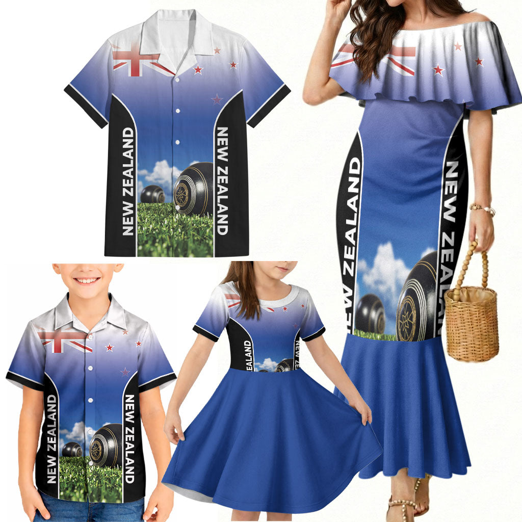 Custom New Zealand Lawn Bowls Family Matching Mermaid Dress and Hawaiian Shirt Unique Style