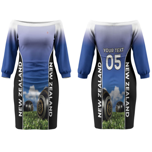 Custom New Zealand Lawn Bowls Family Matching Off The Shoulder Long Sleeve Dress and Hawaiian Shirt Unique Style
