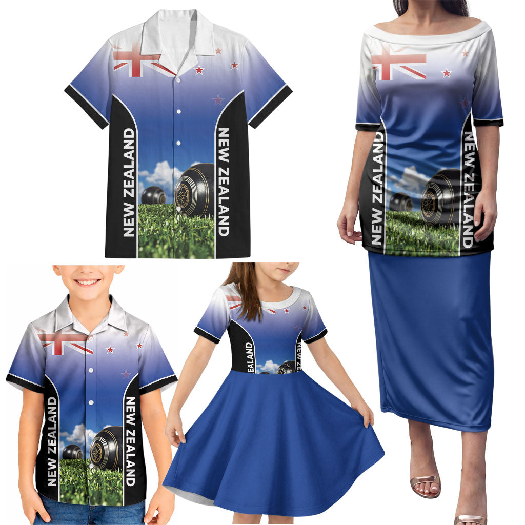 Custom New Zealand Lawn Bowls Family Matching Puletasi and Hawaiian Shirt Unique Style