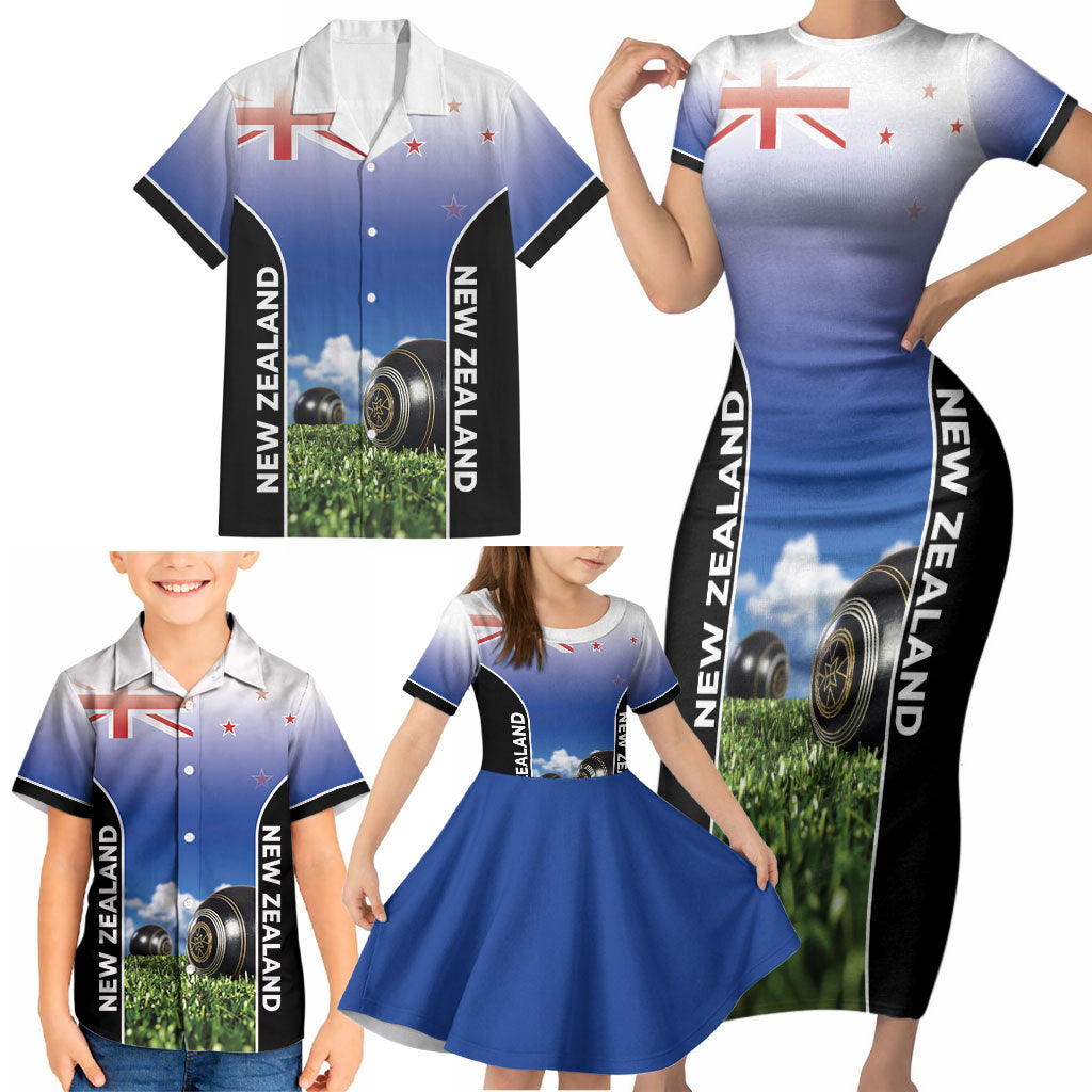 Custom New Zealand Lawn Bowls Family Matching Short Sleeve Bodycon Dress and Hawaiian Shirt Unique Style