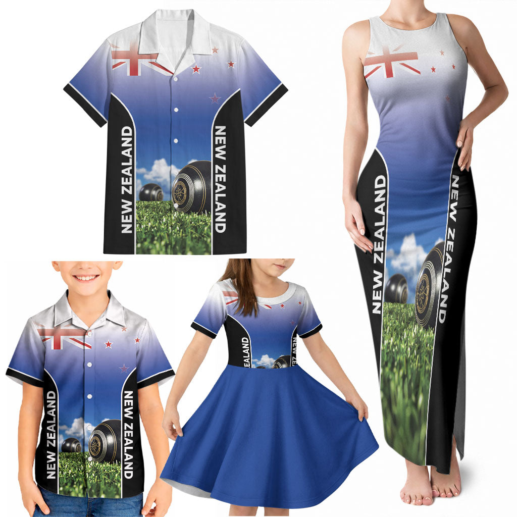 Custom New Zealand Lawn Bowls Family Matching Tank Maxi Dress and Hawaiian Shirt Unique Style