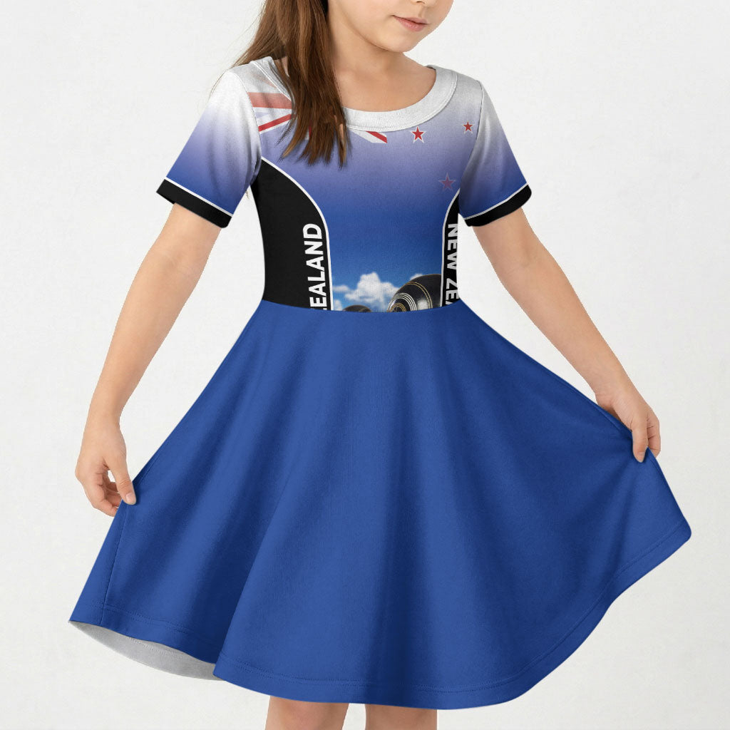 Custom New Zealand Lawn Bowls Kid Short Sleeve Dress Unique Style