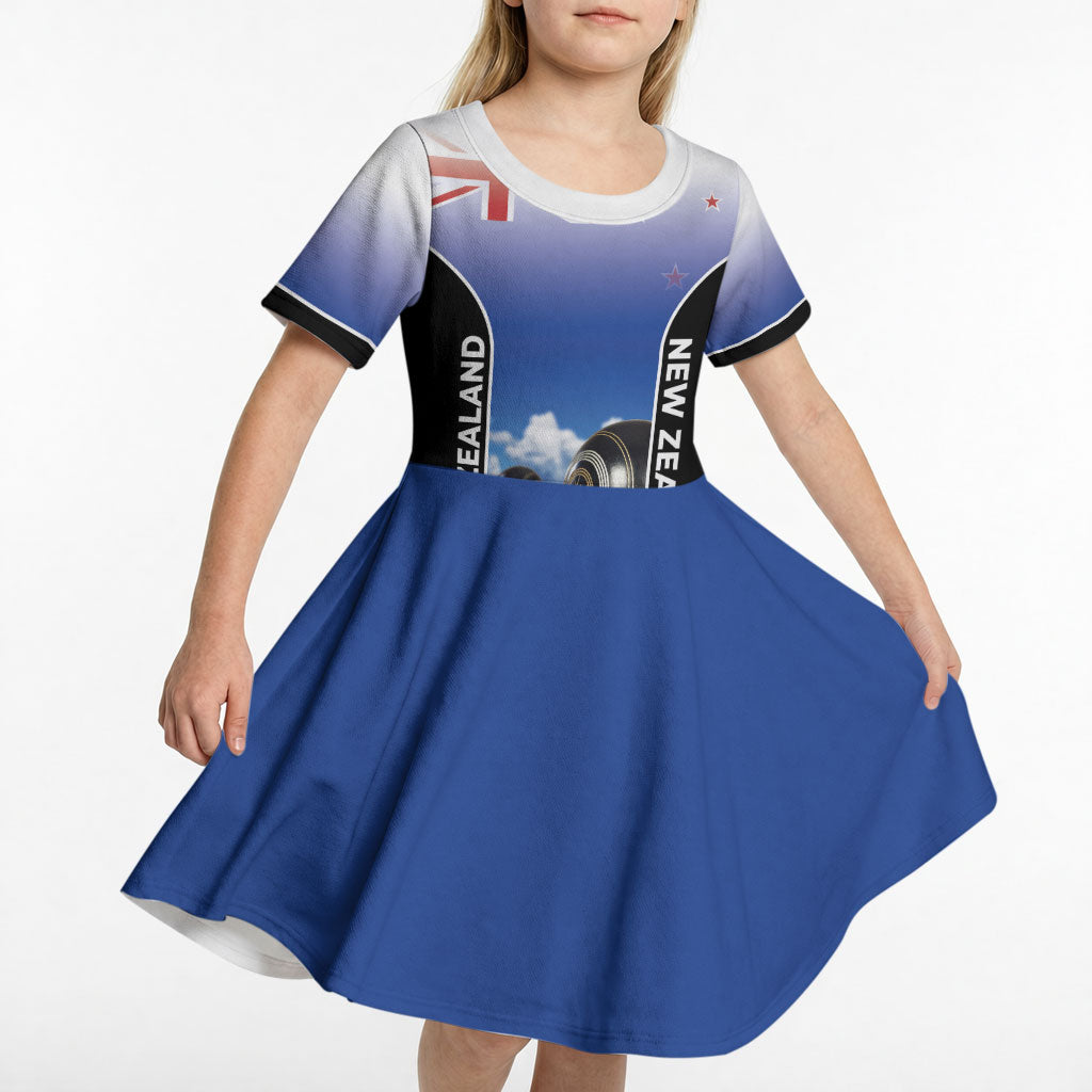 Custom New Zealand Lawn Bowls Kid Short Sleeve Dress Unique Style