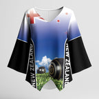 Custom New Zealand Lawn Bowls Kimono Sleeve Blouse Unique Style