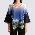 Custom New Zealand Lawn Bowls Kimono Sleeve Blouse Unique Style