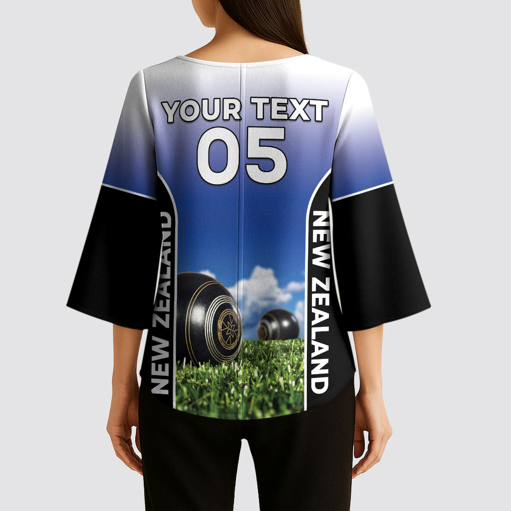 Custom New Zealand Lawn Bowls Kimono Sleeve Blouse Unique Style