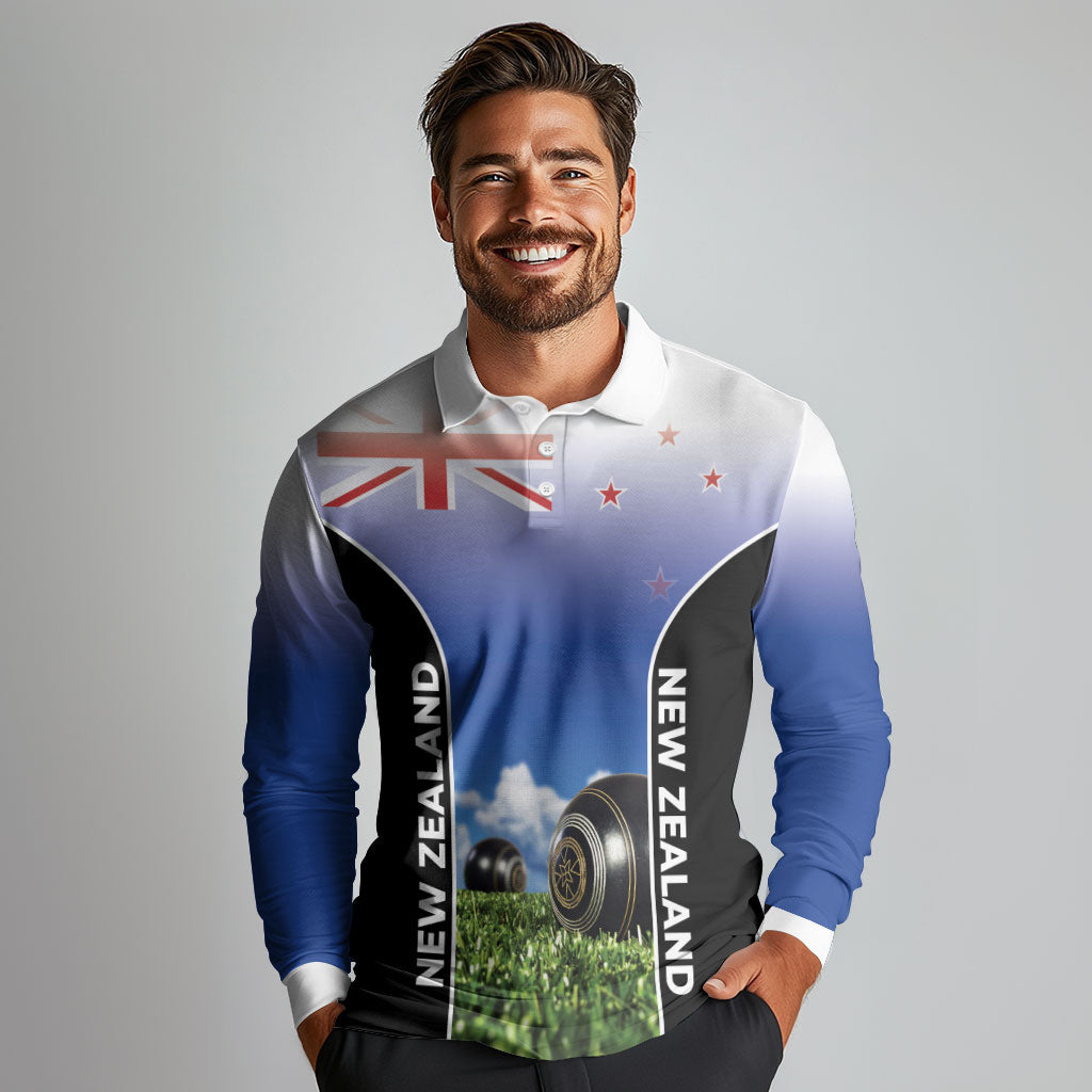 Custom New Zealand Lawn Bowls Long Sleeve Polo Shirt Unique Style