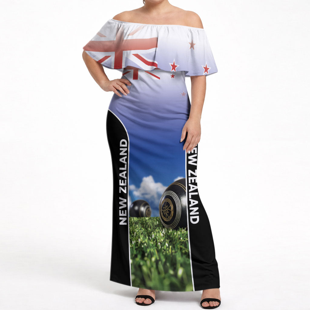Custom New Zealand Lawn Bowls Off Shoulder Maxi Dress Unique Style