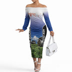 Custom New Zealand Lawn Bowls Off The Shoulder Long Sleeve Dress Unique Style