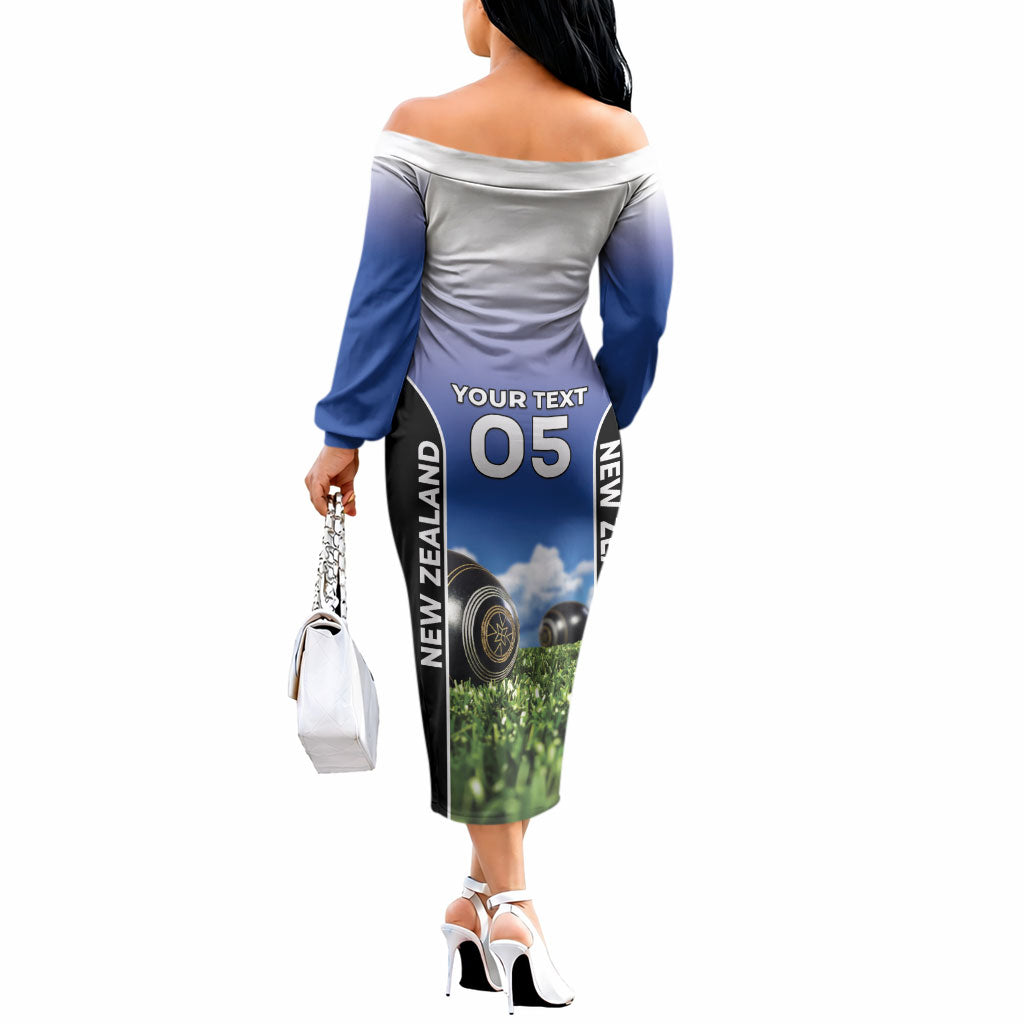 Custom New Zealand Lawn Bowls Off The Shoulder Long Sleeve Dress Unique Style