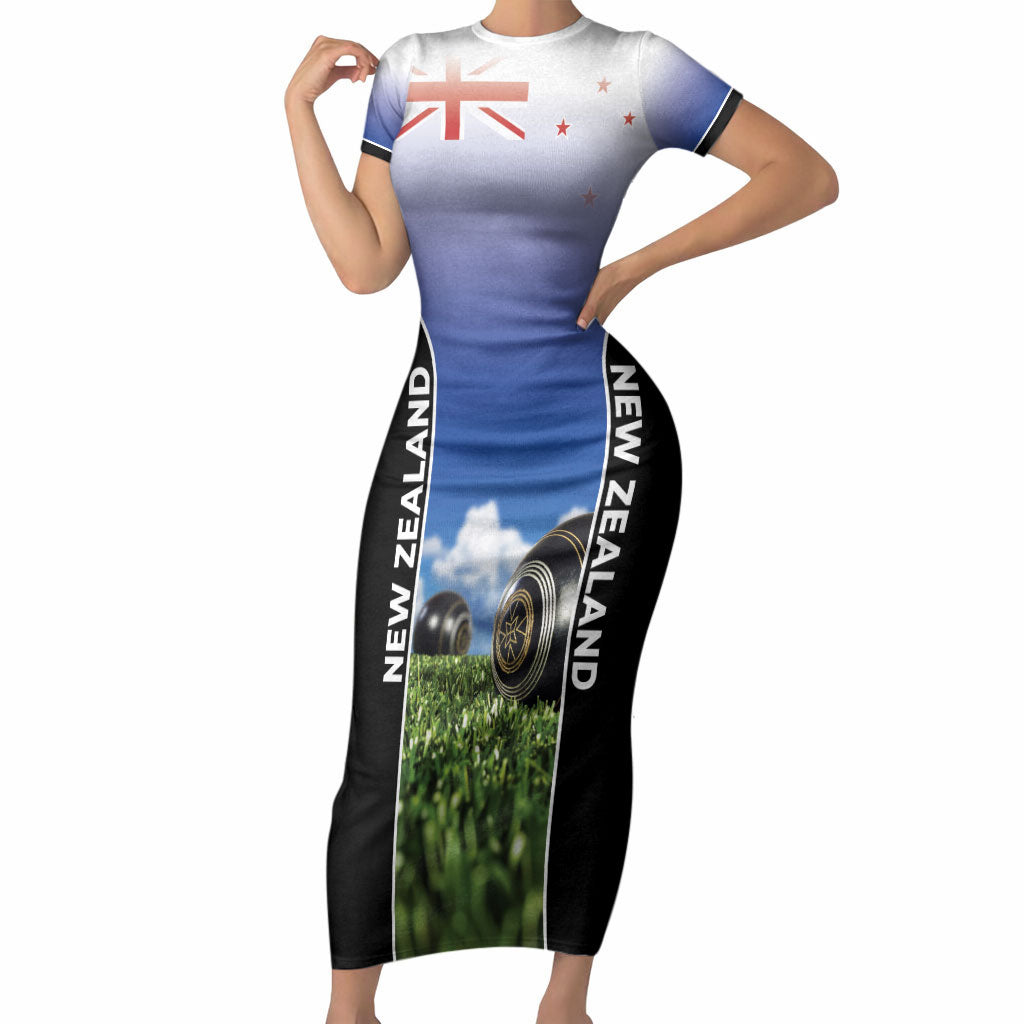 Custom New Zealand Lawn Bowls Short Sleeve Bodycon Dress Unique Style