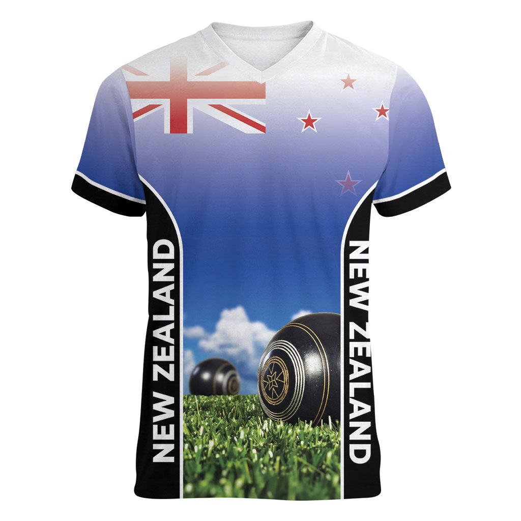 Custom New Zealand Lawn Bowls Women V-Neck T-Shirt Unique Style