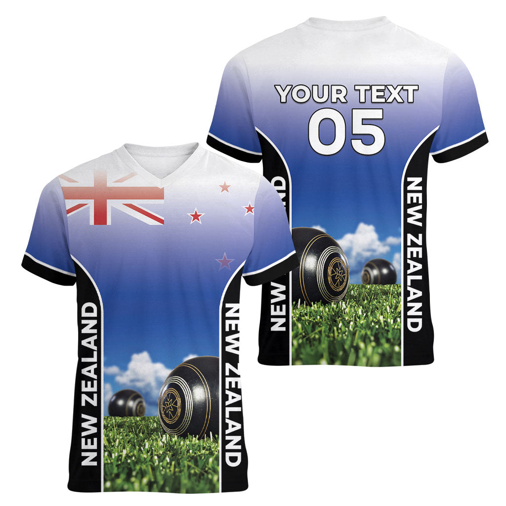 Custom New Zealand Lawn Bowls Women V-Neck T-Shirt Unique Style