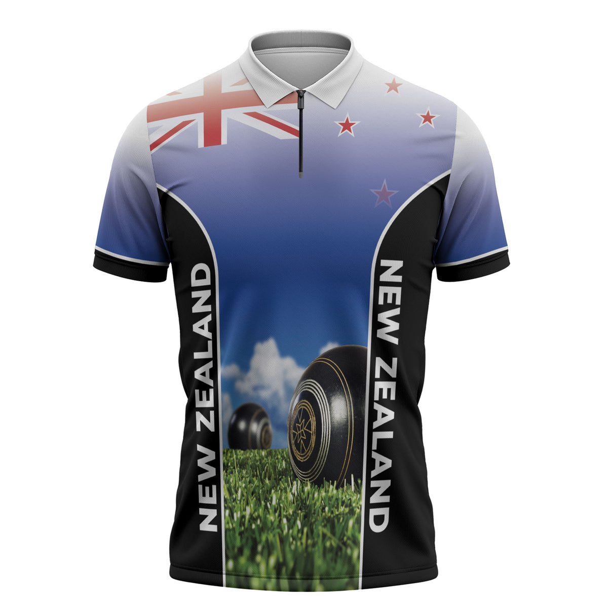 Custom New Zealand Lawn Bowls Zipper Polo Shirt Unique Style