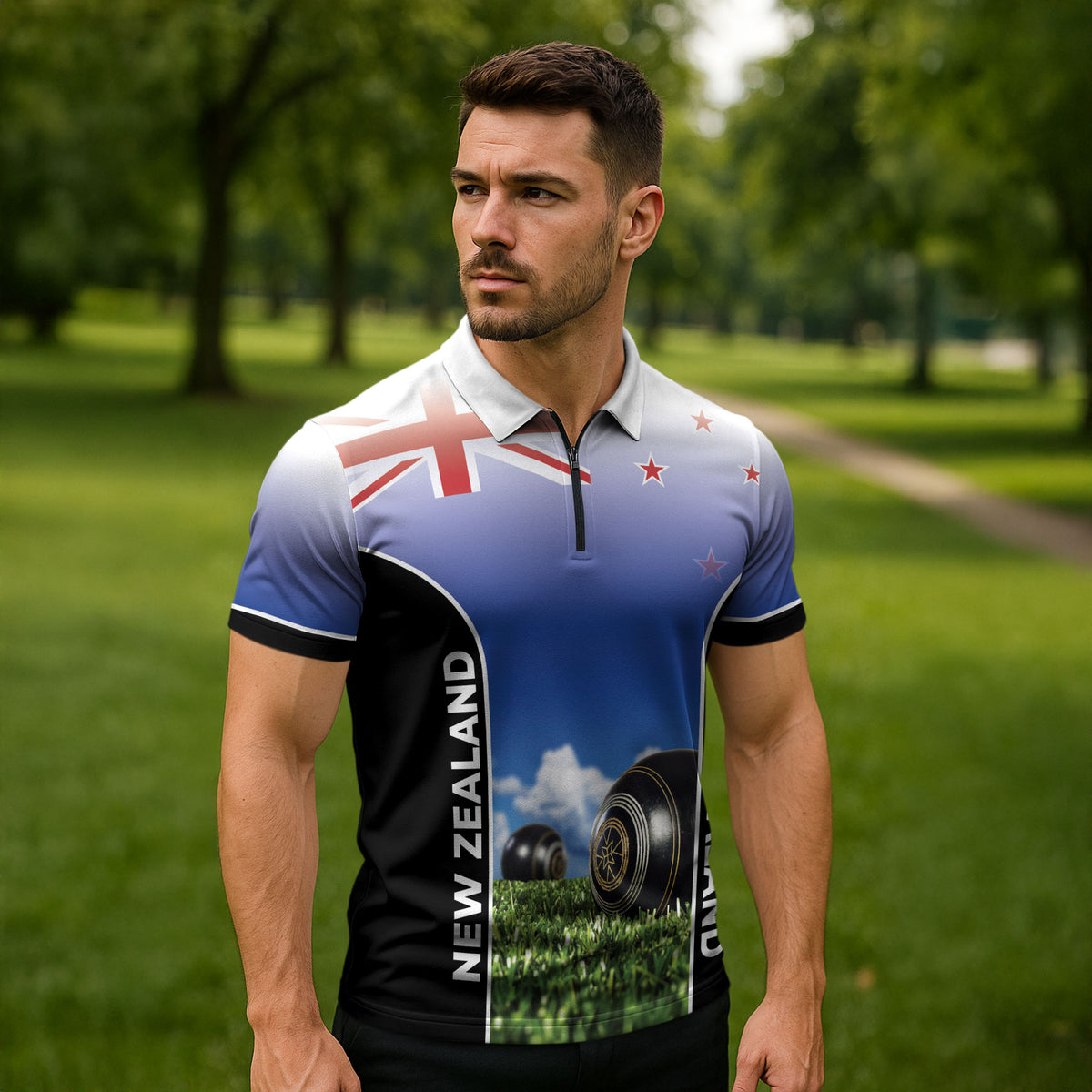Custom New Zealand Lawn Bowls Zipper Polo Shirt Unique Style
