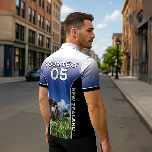 Custom New Zealand Lawn Bowls Zipper Polo Shirt Unique Style