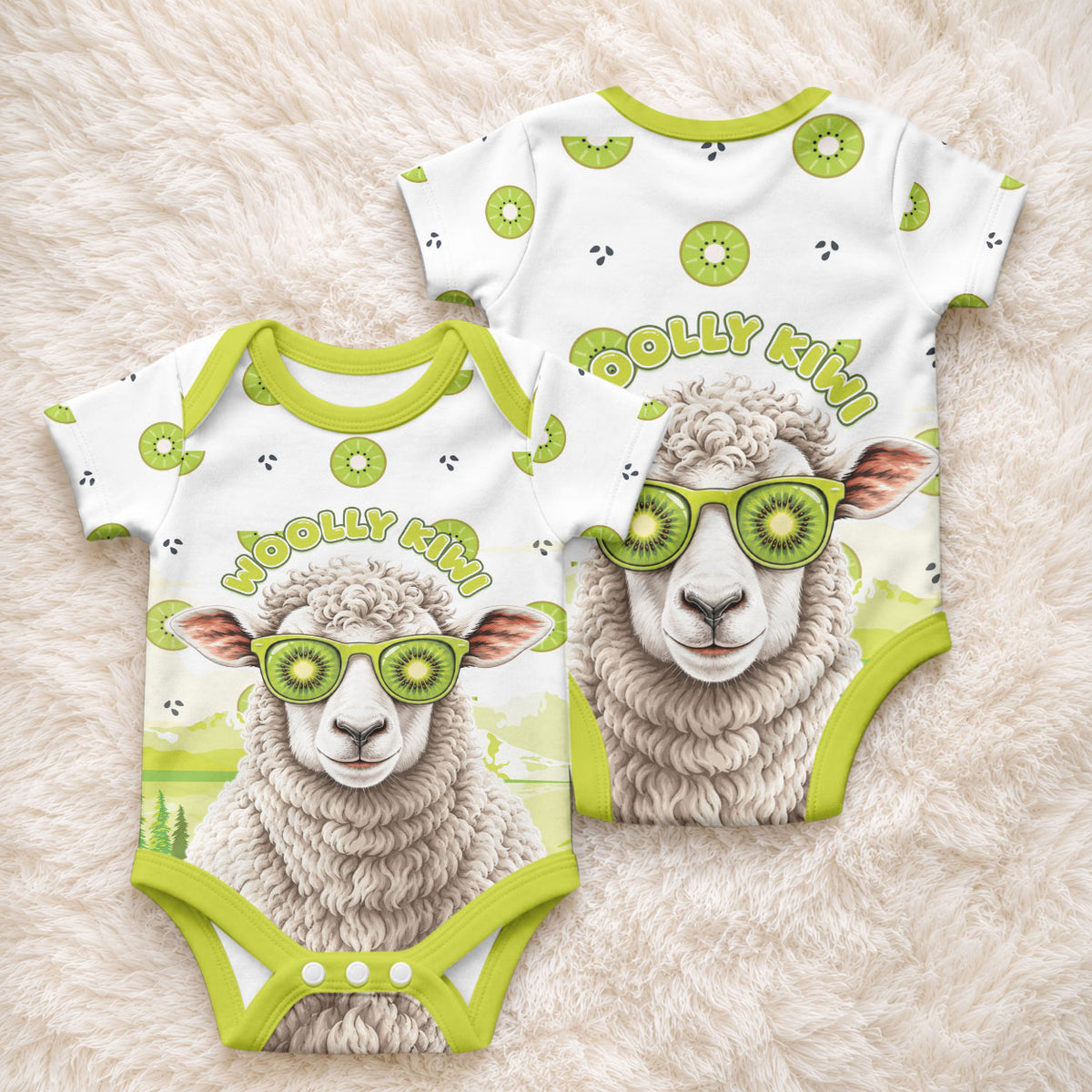 New Zealand Funny Woolly Kiwi Sheep Baby Onesie