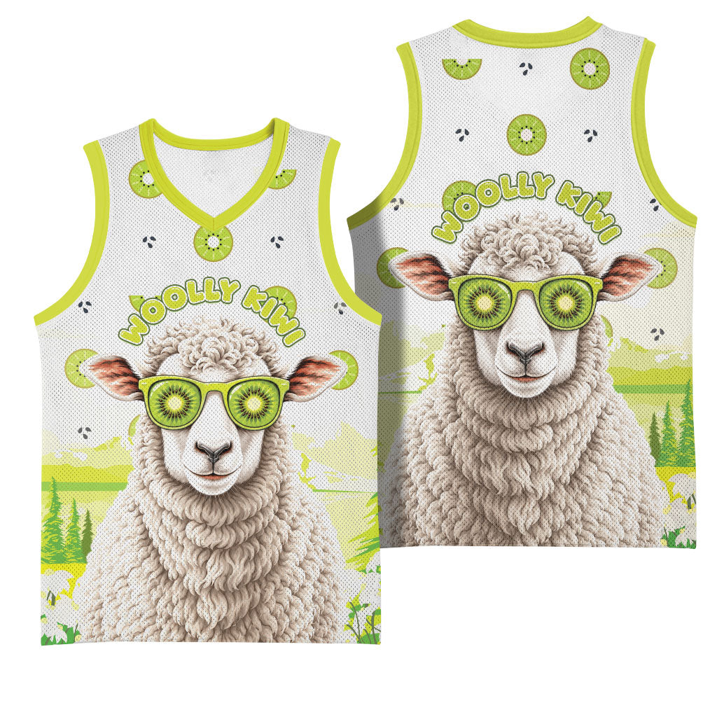 New Zealand Funny Woolly Kiwi Sheep Basketball Jersey