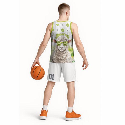 New Zealand Funny Woolly Kiwi Sheep Basketball Jersey