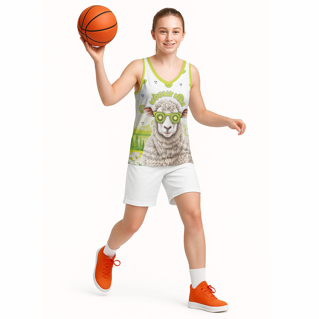 New Zealand Funny Woolly Kiwi Sheep Basketball Jersey