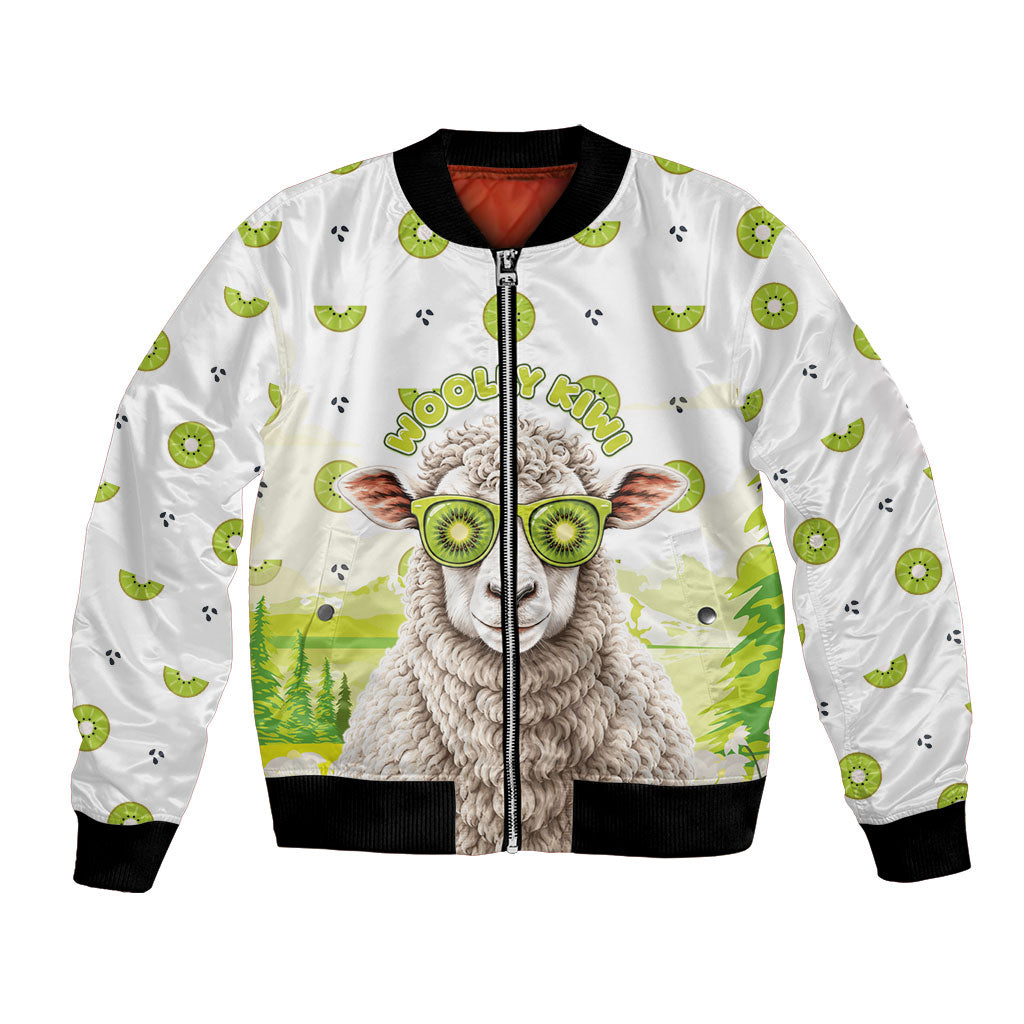 New Zealand Funny Woolly Kiwi Sheep Bomber Jacket